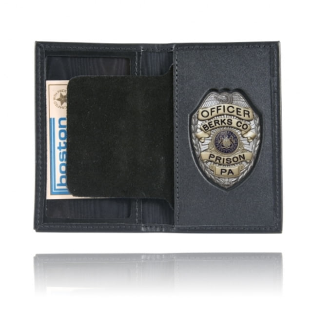 Boston Leather Book Style Badge Case Oversized Id Window Hard Leather - Boston Leather