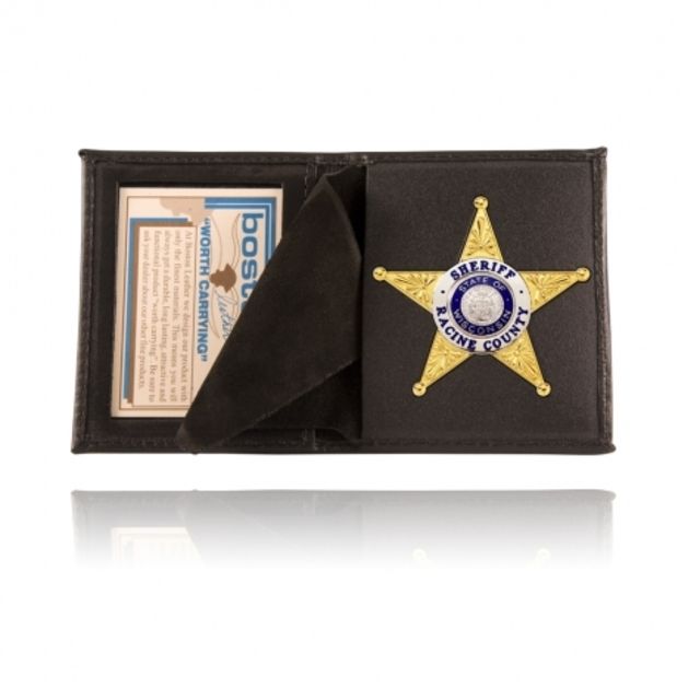 Boston Leather Book Style Badge Case Black - Boston Leather