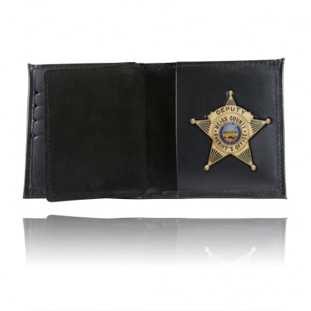 Boston Leather Book Style Card Slots Badge Wallet Soft Leather Black - Boston Leather