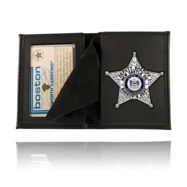 Boston Leather Book Style Badge Wallet Hard Leather - Boston Leather