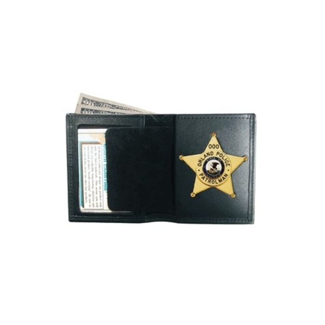 Boston Leather Book Style Badge Wallet Black - Boston Leather