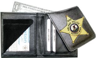 Boston Leather Book Style Badge Case Flip Out Badge Flap Black - Boston Leather