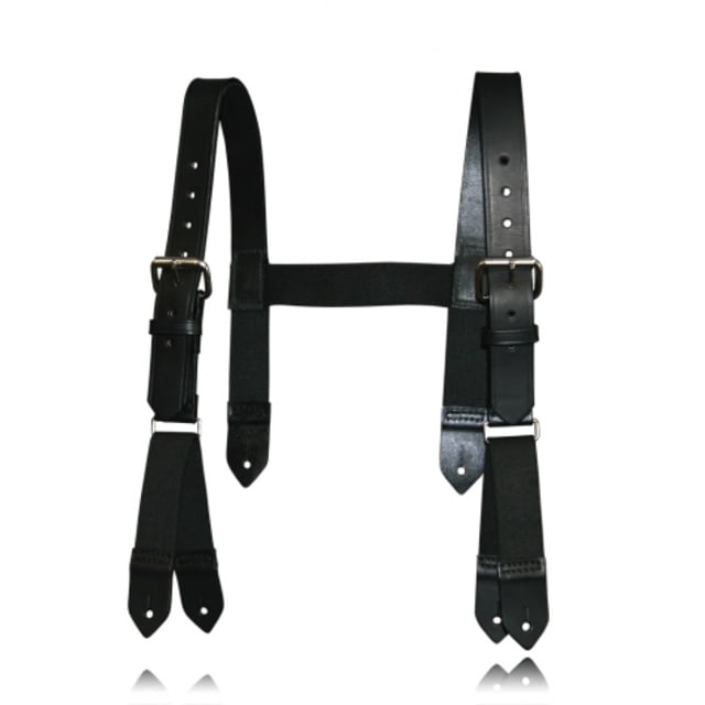Boston Leather Firefighter's H-Back Suspenders Button Attachment Black 2XL - Boston Leather