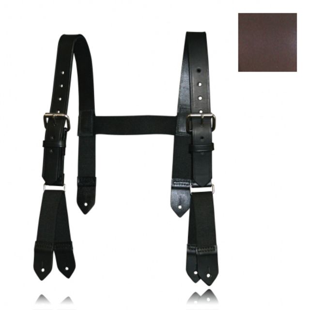 Boston Leather Firefighter's H-back Suspenders Button Attachment Brown - Boston Leather