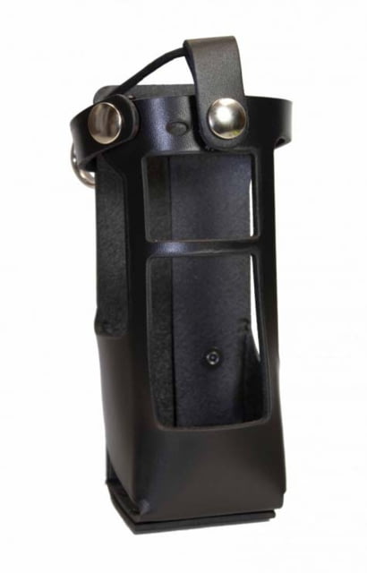 Boston Leather Firefighter's Radio Holders Black Plain Silver Buckle Motorola APX 8000 HXE - Boston Leather