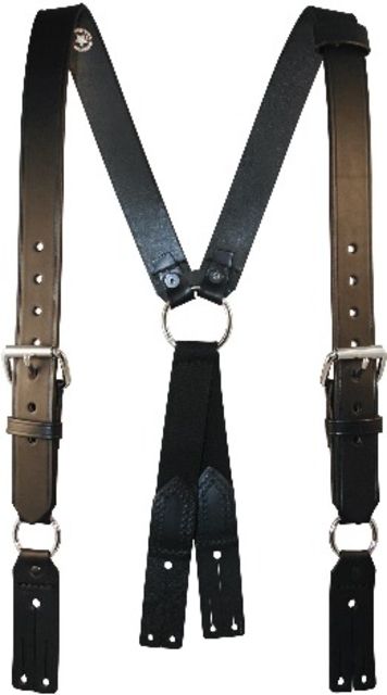 Boston Leather Firefighter's Suspenders Button Attachment Black - Boston Leather