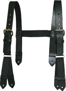 Boston Leather Firefighter's H-back Suspenders Button Attachment Black - Boston Leather