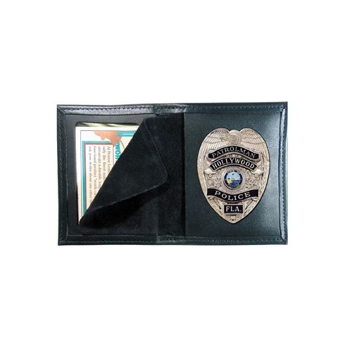 Boston Leather Book Style Badge Case Black - Boston Leather