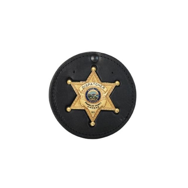 Boston Leather 3.75 Circle Recessed Badge Holder With Clip Black - Boston Leather