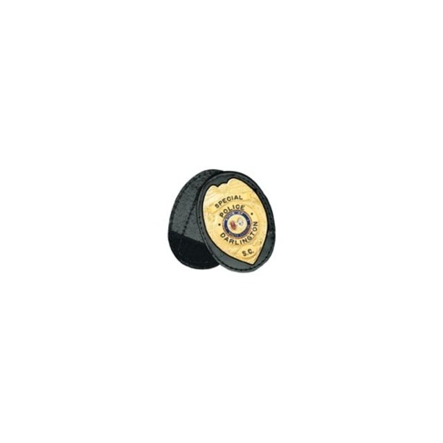 Boston Leather Oval Recessed Badge Holder With Clip - Boston Leather