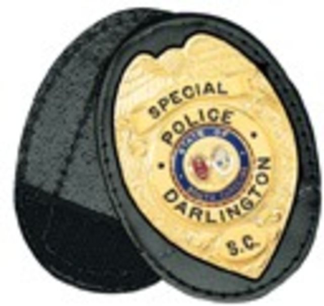 Boston Leather Oval Recessed Badge Holder With Clip Black