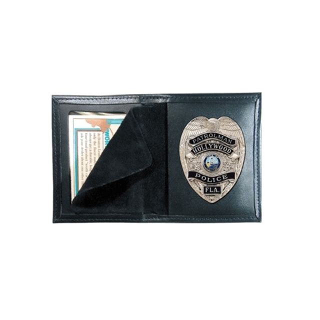Boston Leather Book Style Badge Case Black - Boston Leather