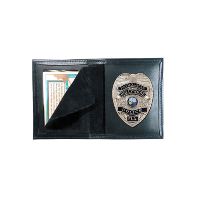 Boston Leather Book Style Badge Case Black - Boston Leather