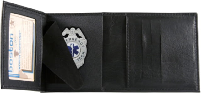 Boston Leather Trifold Badge Wallet Soft Black - Boston Leather
