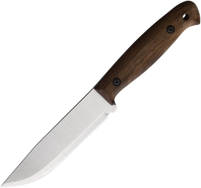 BPS Knives Adventurer Camping Fixed Blade Kniffe 10.13in Overall 5.25in Satin Scandi Grind 1066 Carbon Steel Blade Walnut Handle Leather Sheath - Bps Knives