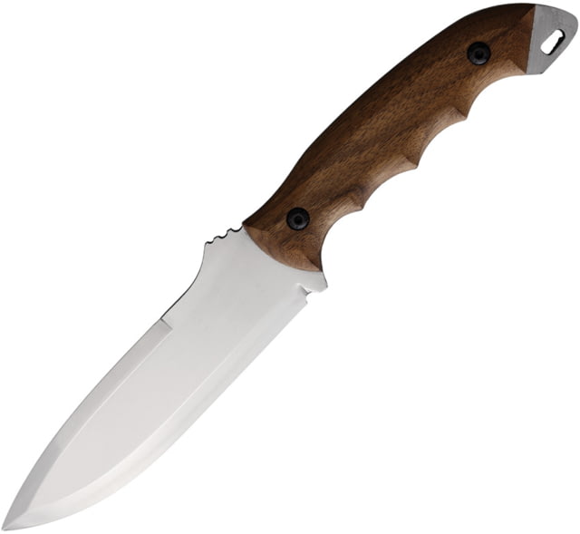 BPS Knives Bushcraft 1060HC Fixed Blade Knife 10.25in Overall 5.25in Scandi Grind 1060HC Steel Satin Blade Walnut Handle Leather Sheath - Bps Knives