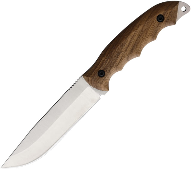 BPS Knives Bushcraft 5Cr14MoV Fixed Blade Knife 10in Overall 5in Scandi Grind 5Cr14MoV Satin Blade Walnut Handle Leather Sheath - Bps Knives
