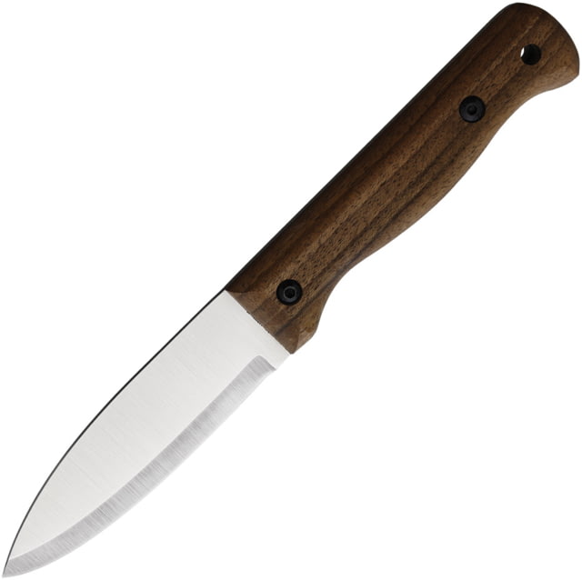 BPS Knives 9.1in 5Cr14MoV Camping Fixed Blade Knife 9.13in Overall 4.25in Satin Scandi Grind 5Cr14MoV Blade Walnut Handle Leather Sheath - Bps Knives