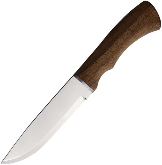 BPS Knives 9.75in 1066 Carbon Camping Fixed Blade Knife 9.75in Overall 5.25in Satin Scandi Grind 1066 Carbon Steel Blade Walnut Handle Leather Sheath - Bps Knives