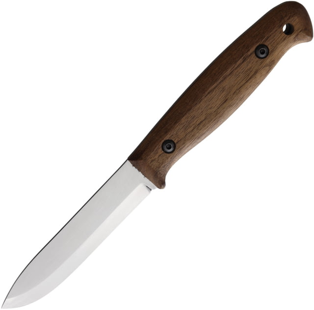 BPS Knives 9in Camping Fixed Blade Knife 9in Overall 4.25in Scandi Grind 1066 Carbon Steel Satin Blade Walnut Handle Leather Sheath - Bps Knives