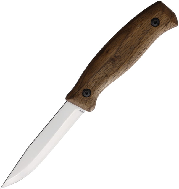 BPS Knives 8.5in Camping Fixed Blade Knife 8.5in Overall 4in Scandi Grind 1066 Carbon Steel Satin Blade Walnut Handle Leather Sheath - Bps Knives