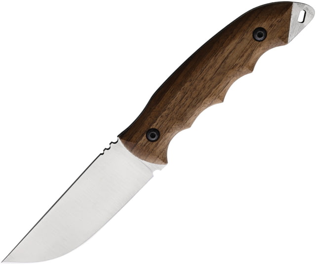 BPS Knives Camping Fixed Blade Knife 8.75in Overall 4in Scandi Grind 1066 Carbon Steel Satin Blade Walnut Handle Leather Sheath - Bps Knives