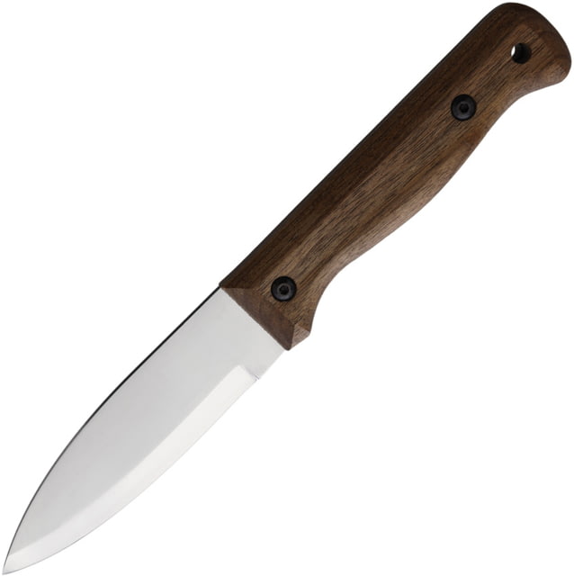 BPS Knives 9.25in 1066 Carbon Camping Fixed Blade Knife 9.25in Overall 4.25in Satin Scandi Grind 1066 Carbon Steel Blade Walnut Handle Leather Sheath - Bps Knives