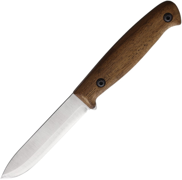 BPS Knives 5Cr14MoV Compact Camping Fixed Blade Knife 7.75in Overall 3.63in Scandi Grind 5Cr14MoV Satin Blade Walnut Handle Leather Sheath - Bps Knives