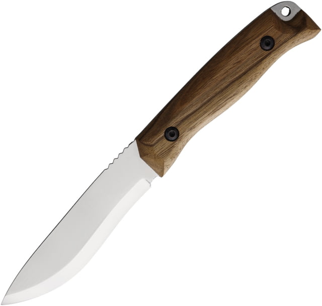 BPS Knives Compact Hunting Fixed Blade Knife 8.63in Overall 4.25in Scandi Grind 5Cr14MoV Satin Blade Walnut Handle Leather Sheath - Bps Knives