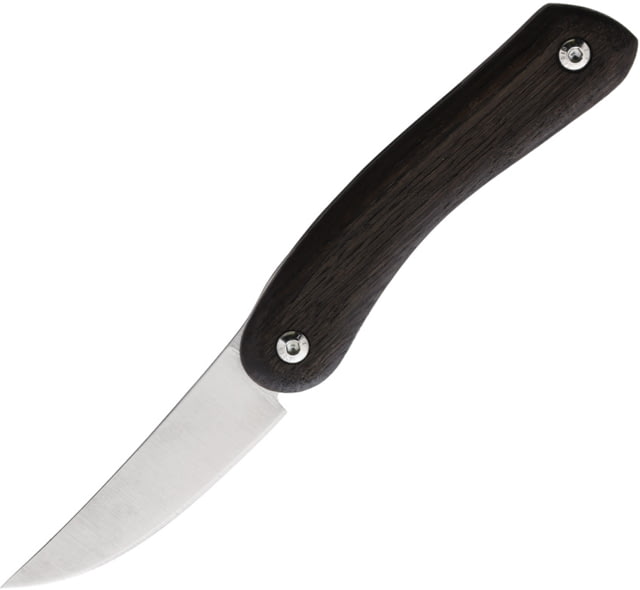 BPS Knives Friction Folding Knife 5.25in Closed 3in 5Cr14MoV Satin Blade Black Oiled Oak Handle Leather Sheath FRICTION FOLDER - Bps Knives