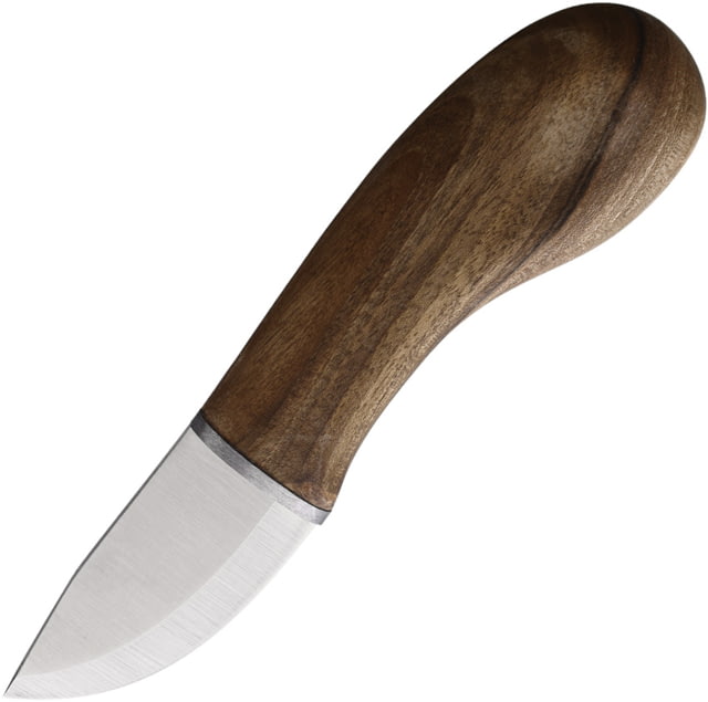 BPS Knives Small EDC Fixed Blade Knife 6.5in Overall 2.38in Scandi Grind 5Cr14MoV Satin Blade Walnut Handle Leather Sheath - Bps Knives