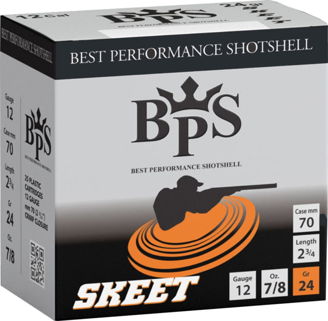 BPS Shotshell 12 Gauge 24 Grain 7/8 oz 2.25in Skeet Centerfire Shotgun Ammo 250 Rounds Box - Bps