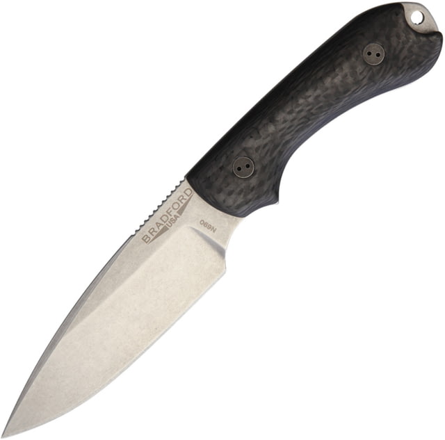 Bradford Knives Guardian 3 3D Carbon Fiber Knife 3.5" stonewash finish Bohler N690 stainless blade Carbon fiber handle