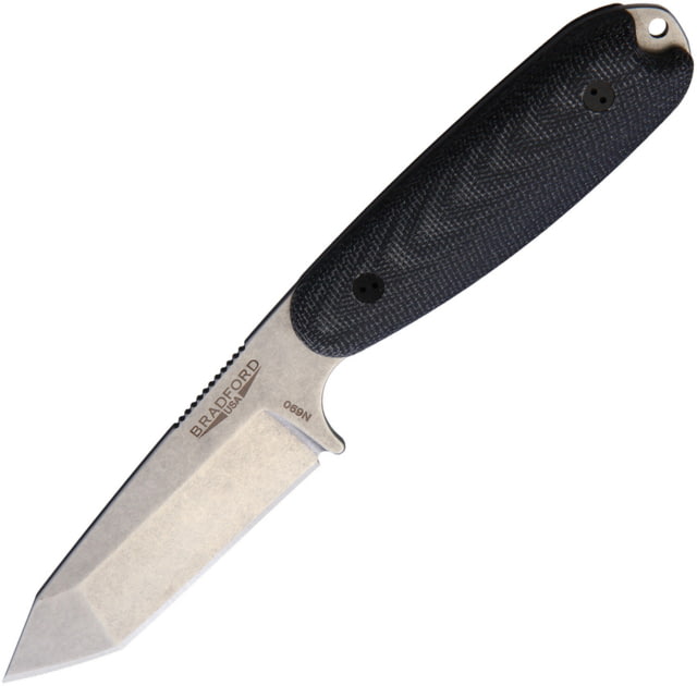 Bradford Knives Guardian 3.5 Tanto 3D Black Knife 3.75" stonewash finish Bohler N690 stainless tanto Black canvas micarta handle - Bradford Knives