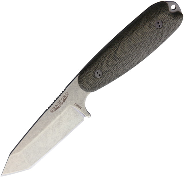 Bradford Knives Guardian 3.5 Tanto 3D Green Knife 3.75" stonewash finish Bohler N690 stainless tanto Green canvas micarta handle - Bradford Knives