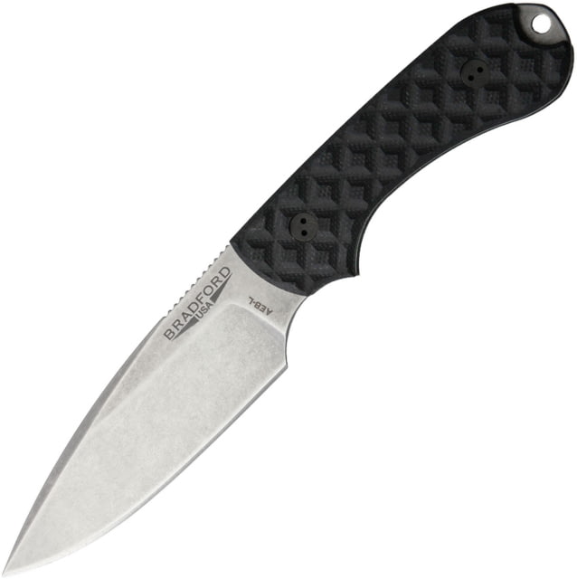 Bradford Knives Guardian 3 Black Knife 3.5" stonewash finish AEB-L stainless blade Black sculpted G10 handle