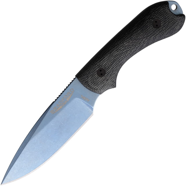 Bradford Knives Guardian 3 Fixed Blade Knife 6.75in Overall 3.5in Blue PVD Coated AEB-L Stainless Steel Blade Black Micarta Handle Black Leather Belt - Bradford Knives