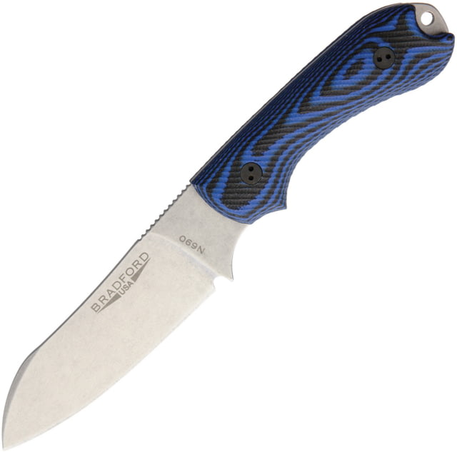 Bradford Knives Guardian 3 Sheepsfoot 3D Folding Knife 3" stonewash finish Bohler N690 stainless blade Black and blue G10 handle - Bradford Knives