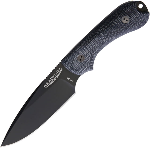 Bradford Knives Guardian 3D Black DLC Knife 3.5" black DLC coated Bohler N690 stainless blade Black canvas micarta handle - Bradford Knives
