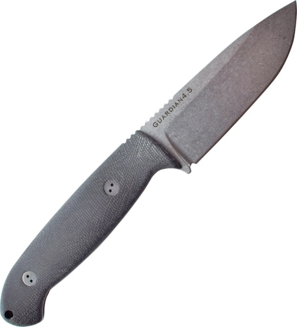 Bradford Knives Guardian 4.5 3D Fixed Blade Knife 9in Overall 4in Stonewash Bohler N690 SS Drop Point Black Canvas Micarta Handle Sabre Grind Blade - Bradford Knives
