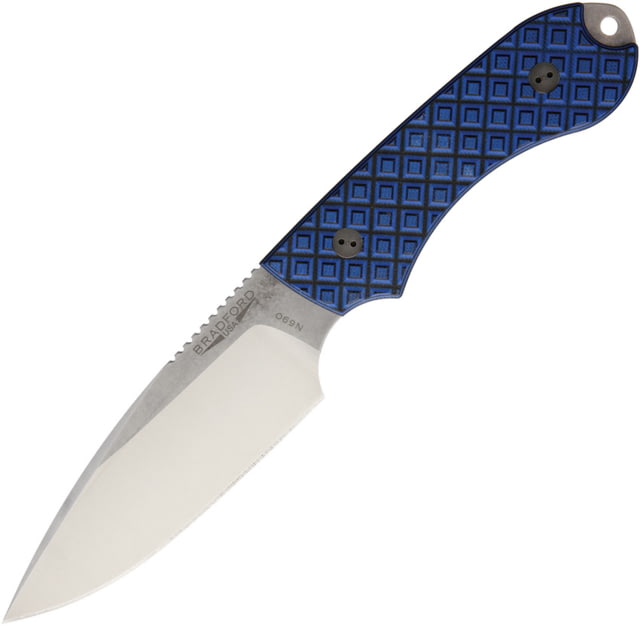 Bradford Knives Guardian 4 Black / Blue Knife 4.5" stonewash finish Bohler N690 stainless drop p Textured g10 handle - Bradford Knives