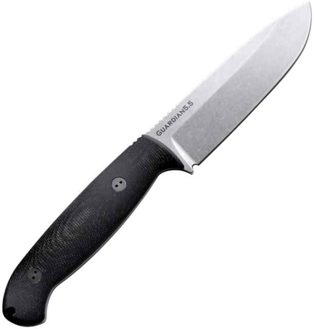 Bradford Knives Guardian 5.5 3D Black Knife 5" stonewash finish Bohler N690 stainless blade Black linen micarta handle - Bradford Knives