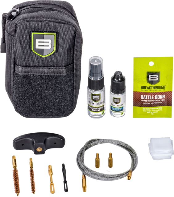 Breakthrough Clean Technologies Compact Nylon Pouch with Molle - Cable Pull Through Cleaning Kit Black .17 Caliber/.22 Caliber - Breakthrough Clean Technologies