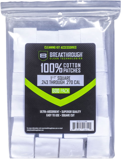 Breakthrough Clean Technologies Square Cotton Patches - 1-1/2in x 1-1/2in - 600pcs/Pack with Plastic Tray