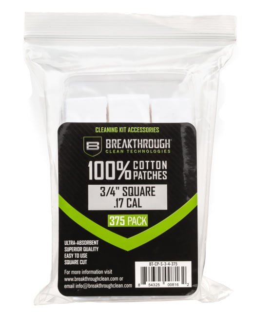 Breakthrough Clean Technologies Square Cotton Patches - 3/4in x 3/4in - 375pcs/Pack with Plastic Tray, BT-CP-S-3/4-375 by USA Breakthrough Clean Technologies Gun Cleaning Patches