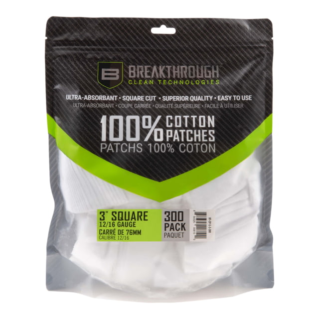Breakthrough Clean Technologies Square Cotton Patches - 3in x 3in - 300pcs/Pack with Plastic Tray, BT-CP-S-3-300 by USA Breakthrough Clean Technologies Gun Cleaning Patches