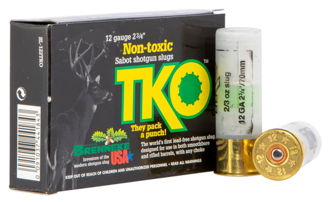 Brenneke TKO 12 Gauge 2/3 oz 2.75in Centerfire Shotgun Slug Ammo 5 Rounds Sl122Tko - Brenneke