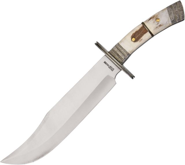 Brian Wilhoite Canyon Diablo Bowie Fixed Blade Knife 10.25in Damascus Steel Bowie Stag Handle - Brian Wilhoite