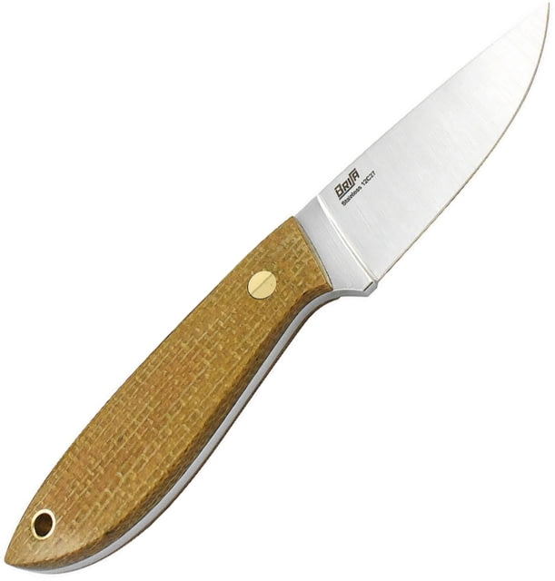 Brisa Bobtail 80 Mustard Micarta Fixed Blade Knife 6.75in Overall 3in Satin Sandvik 12C27 SS Blade Scandi Grind Blade Mustard Yute Micarta Handle - Brisa