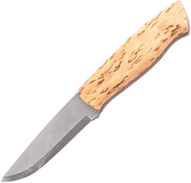 Brisa Trapper 95 Fixed Blade Birch Knife 3.75" satin finish Elmax steel Scandi grind blade Curly Birch handle - Brisa